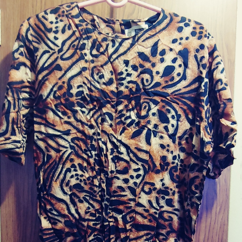 C.M. Shapes Vintage Animal Print Blouse